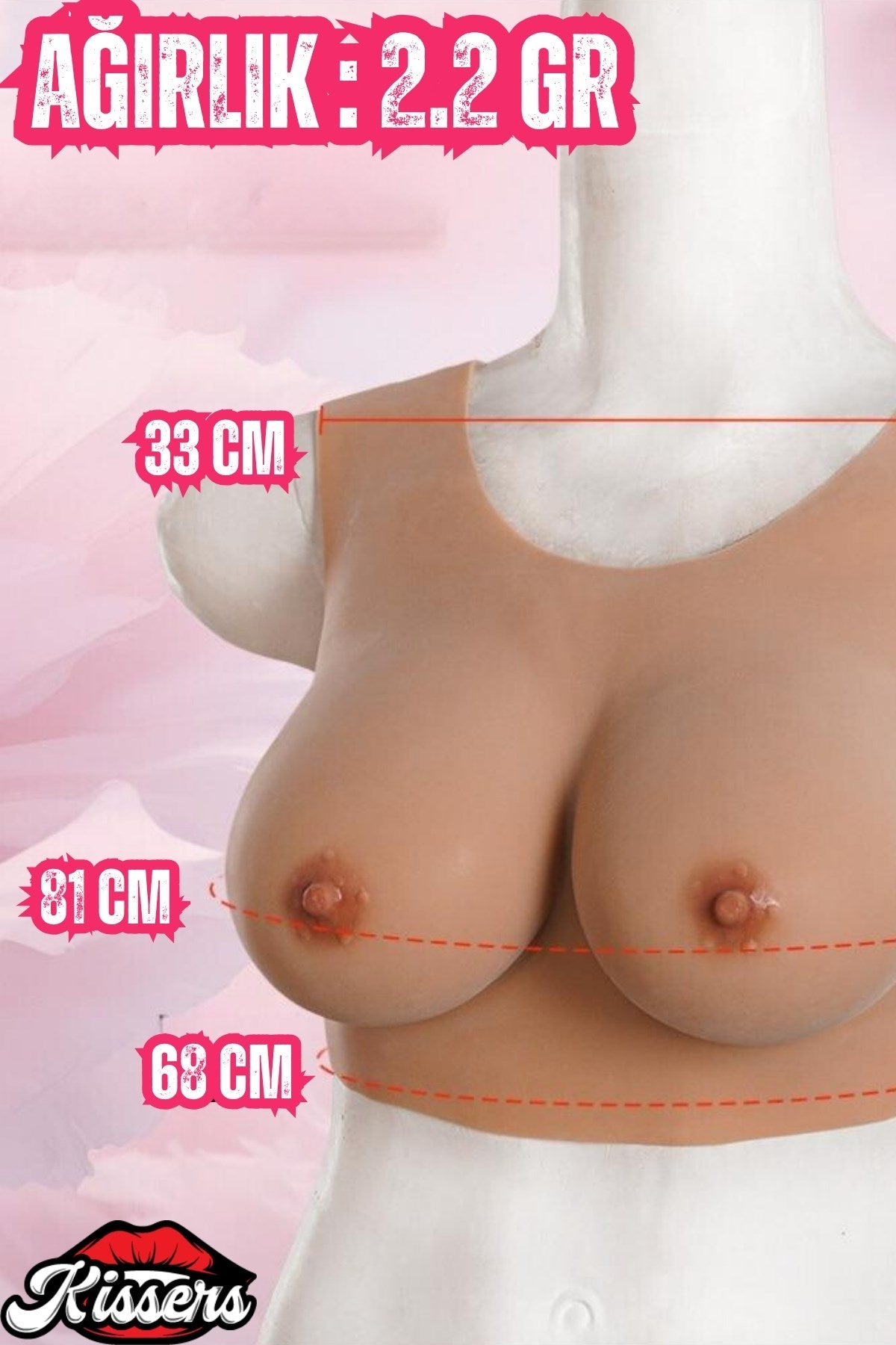 Medikal Silikon Gerçekçi Giyilebilir Suni Silikon Giyilebilir Yapay Göğüs Askılı 81 Cm