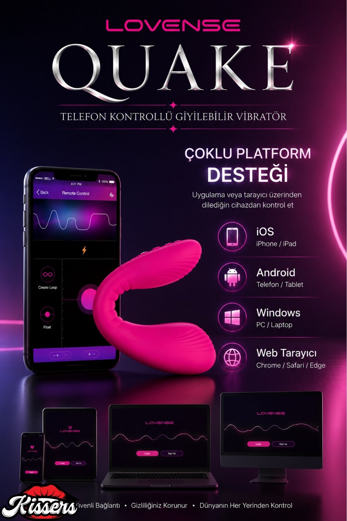 Lovense Dünyanin Her Yerinden Kontrol Edilebilen Quake Telefon Kontrollü Giyilebilir Güçlü Titreşimli Vibratör