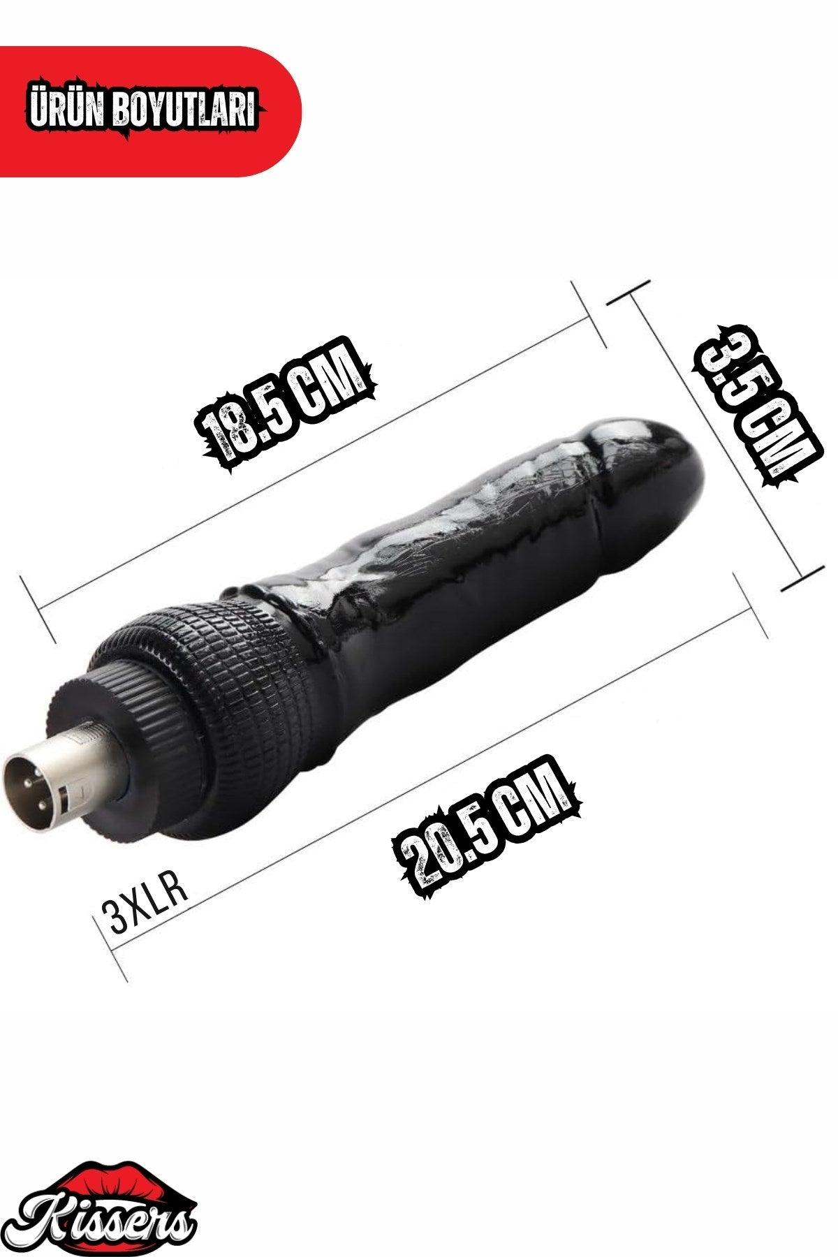 Sex Makinesi İçin 3XRL Uyumlu Siyah Penis Dildo Başlık 20 Cm