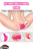 Tutma Aparatlı Çift Taraflı Anal ve G Nokta Uyarıcı 2 in 1 Yumuşak Yapay Penis Çatal Vajina Vibratör