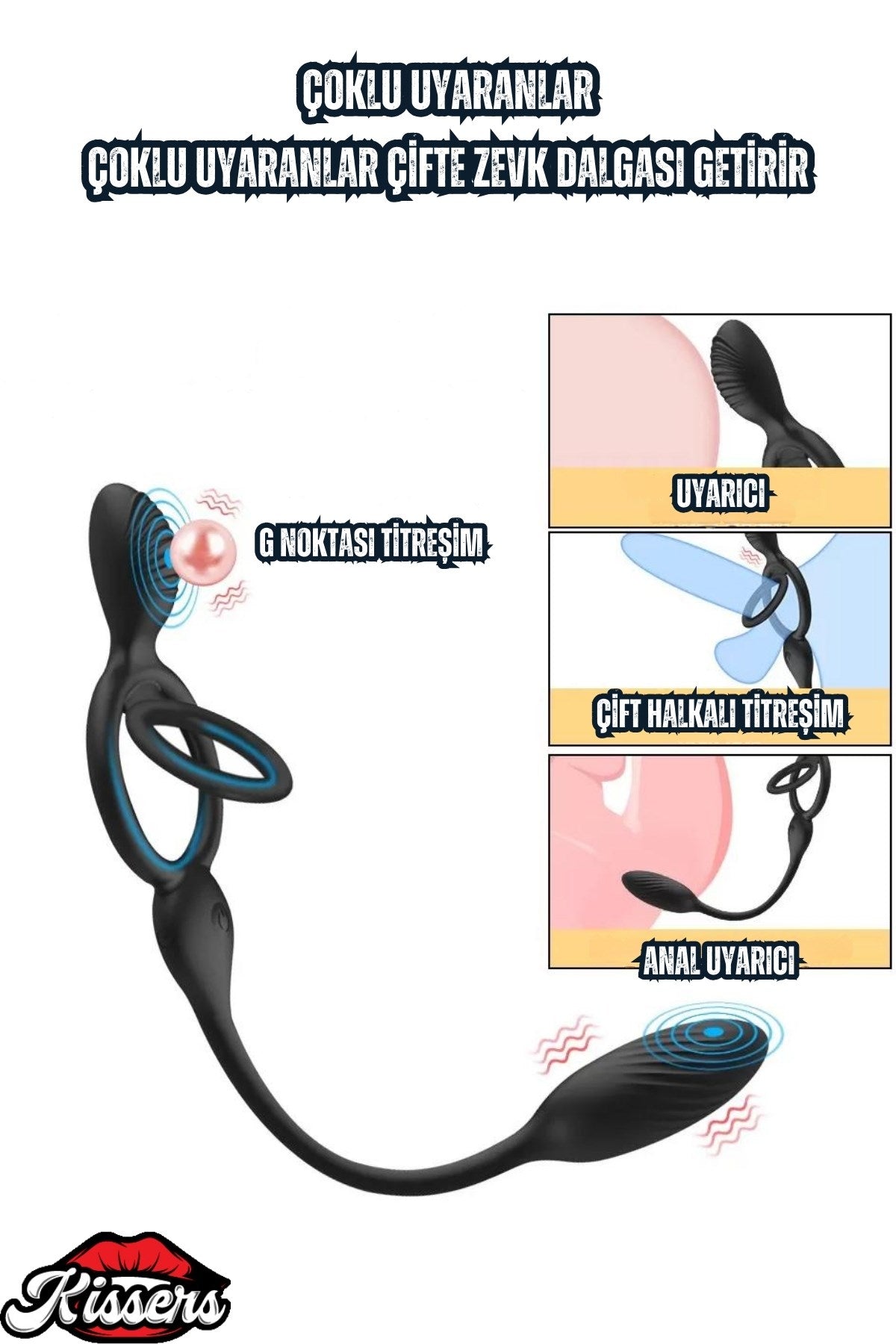 Şarjlı Kablosuz Kumandalı Perine Uyarıcı Anal Vibratör Klitoris Uyarıcı Testis Penis Halkası