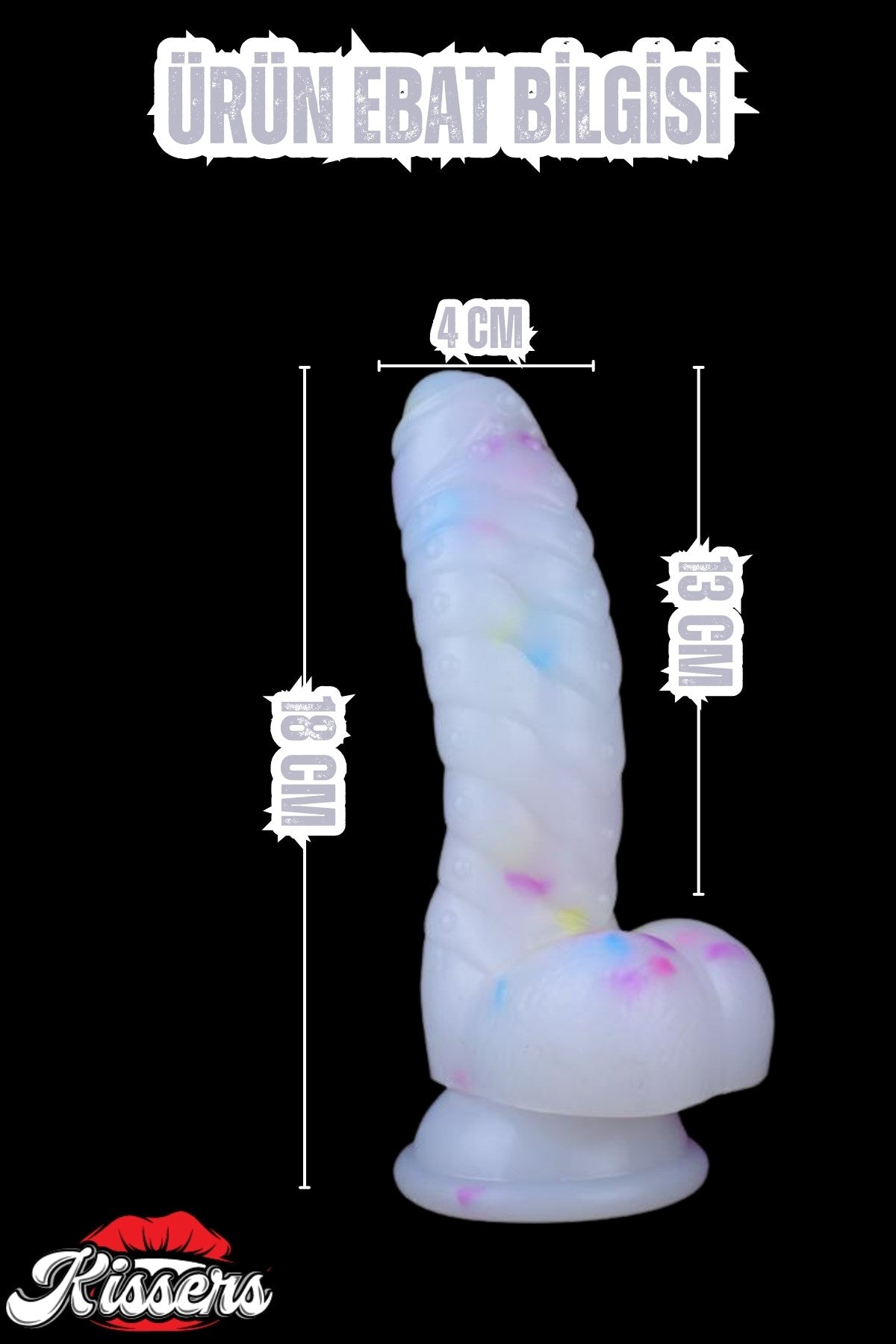 Cinsel Oyuncak Renkli Benekli Tırtıklı Ultra Yumuşak Şeffaf Realistik Yapay Penis Dildo 18 Cm