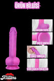 Cinsel Oyuncak Parlak Simli Ultra Yumuşak Pembe Realistik Yapay Penis Dildo 21 Cm
