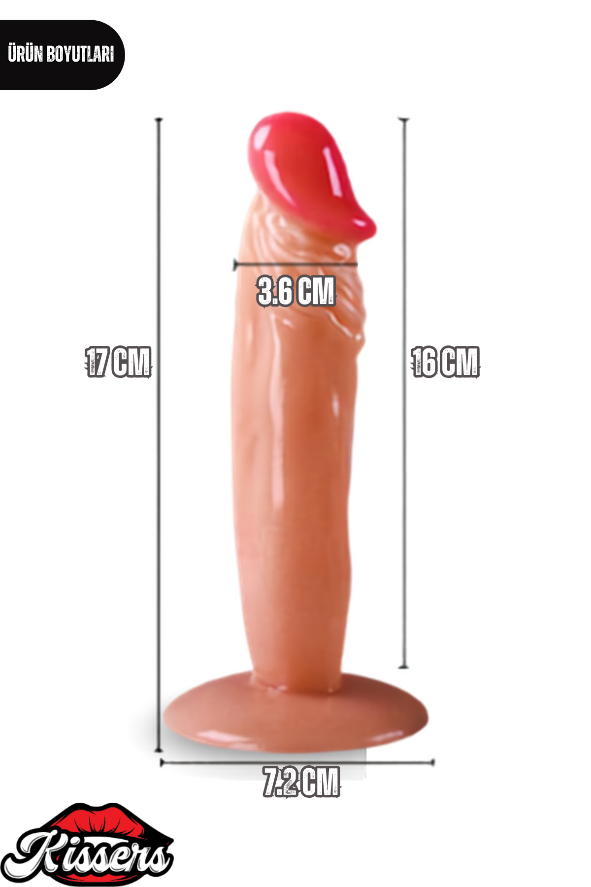 Gerçekçi Realistik Dokuda Vantuzlu Dildo Yapay Sert Penis 17 cm