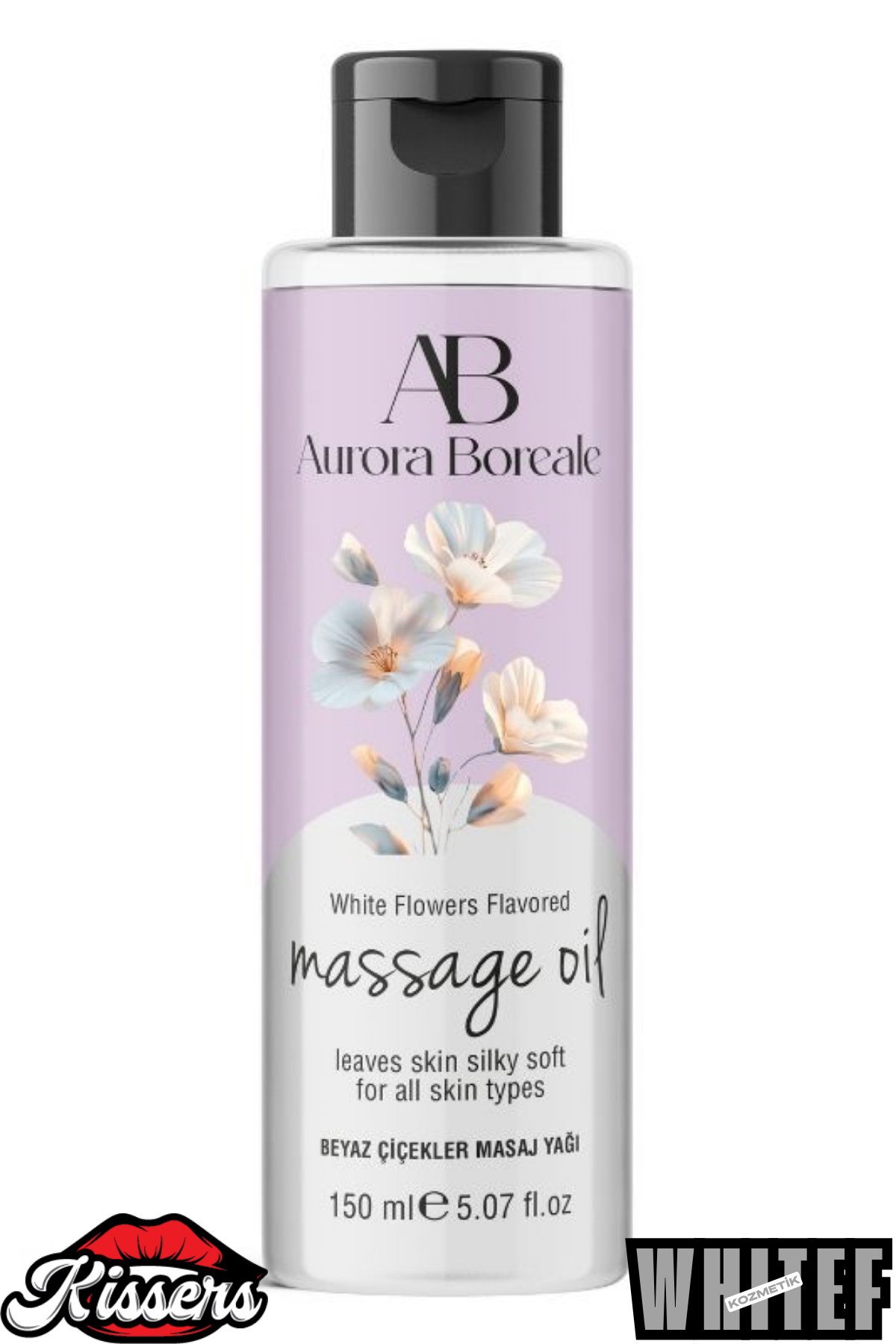 Aurora Boreale Beyaz Çiçek Aromalı Masaj Yağı 150 ml Su Bazlı Rahatlatıcı Masaj Yağı