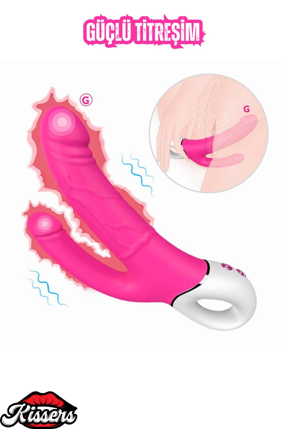 Tutma Aparatlı Çift Taraflı Anal ve G Nokta Uyarıcı 2 in 1 Yumuşak Yapay Penis Çatal Vajina Vibratör