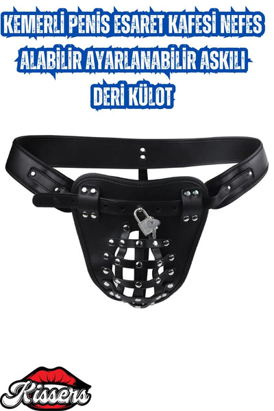 Bsdm Kemerli Penis Esaret Kafesi Nefes Alabilir Ayarlanabilir Askılı Deri Külot Bekaret Penis Kilidi