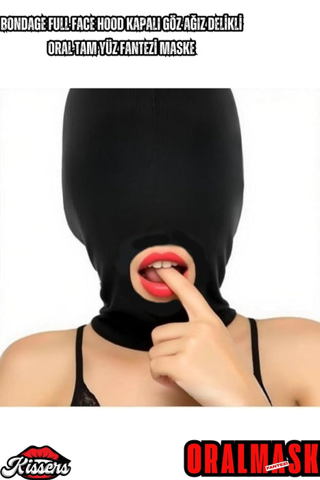 Full Face Kapalı Göz Delikli Ağız Oral Tam Yüz Fantezi Maske