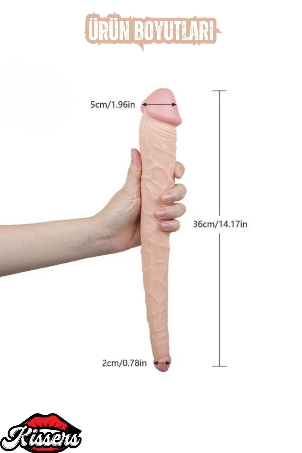 Gerçekçi Ultra Realistik Çift Başlı Ten Renkli Penis 36 Cm