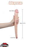 Gerçekçi Ultra Realistik Çift Başlı Ten Renkli Penis 36 Cm
