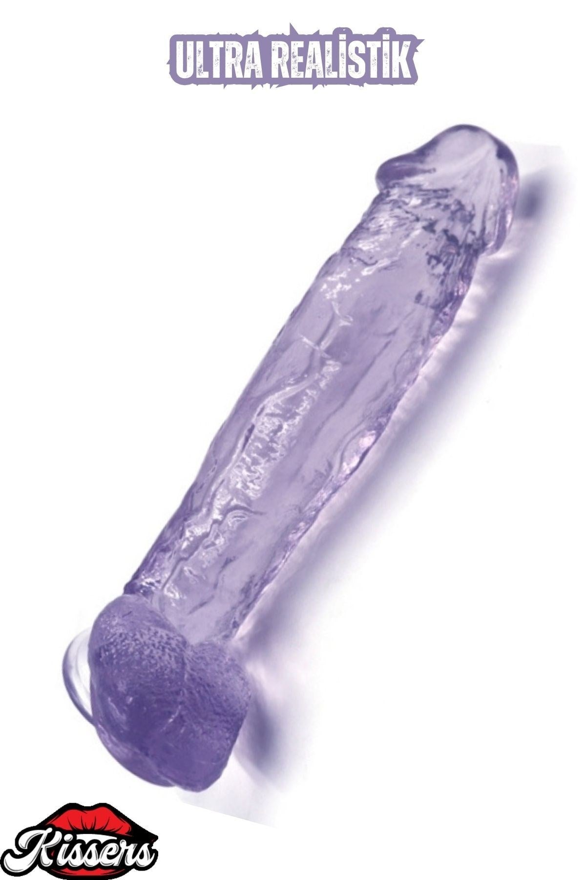 Ultra Realistik Damarlı Bükülebilir Vantuzlanabilir Jel Dokusunda Mavi Dildo Penis 30 Cm