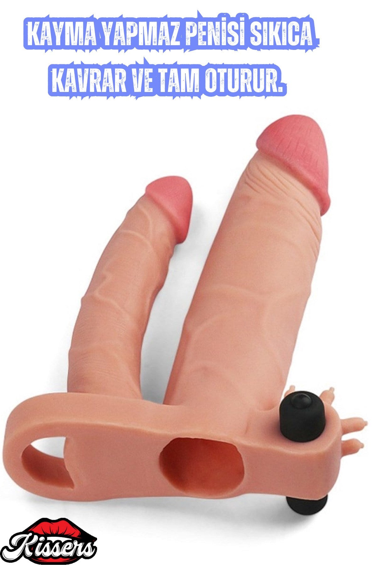 2,5 CM Uzatmalı Çiftli İçi Boş Titreşimli 18 CM Çatal Dildo Penis Kılıfı