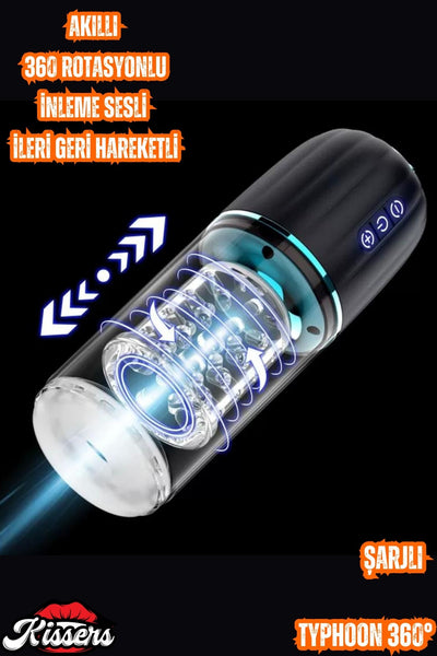 Akıllı 360° Rotasyon İnleme Sesli ve İleri Geri Hareketli Tırtıklı Otomatik Mastürbatör