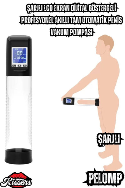 Şarjlı LCD Ekran Dijital Göstergeli Profesyonel Akıllı Tam Otomatik Penis Vakum Pompası