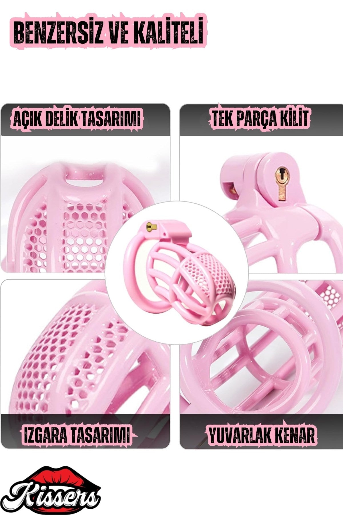 Bsdm Penis Kilidi Chastity Cock Cage Bekaret Cihazı Pembe Nefes Alabilir Penis Esaret Kafesi