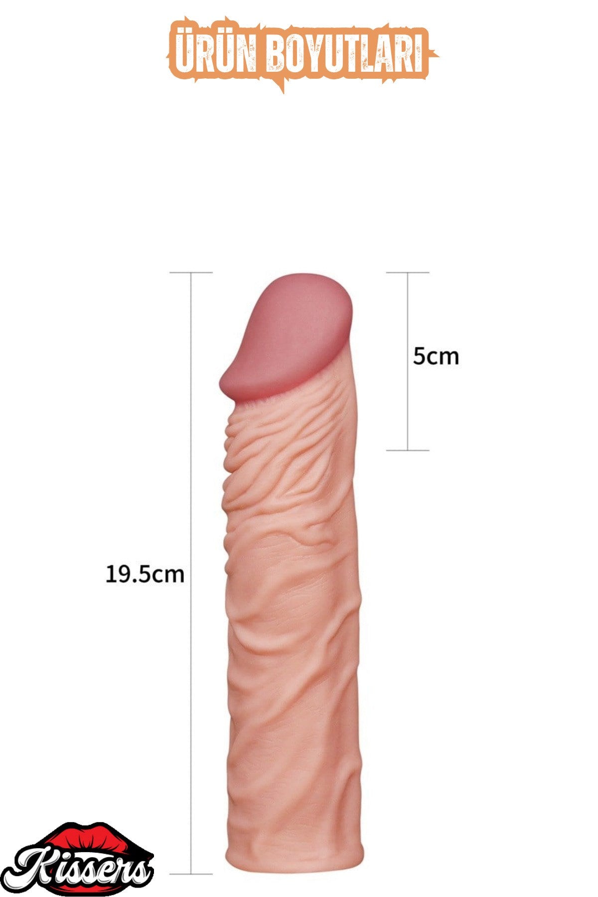 5 CM Dolgulu 20 CM Uzunluk Realistik Titreşimli Testissiz Penis Kılıfı