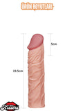 5 CM Dolgulu 20 CM Uzunluk Realistik Titreşimli Testissiz Penis Kılıfı