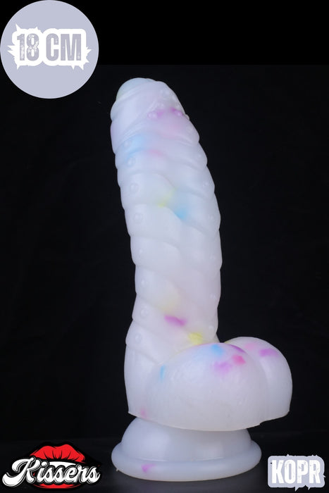 Cinsel Oyuncak Renkli Benekli Tırtıklı Ultra Yumuşak Şeffaf Realistik Yapay Penis Dildo 18 Cm