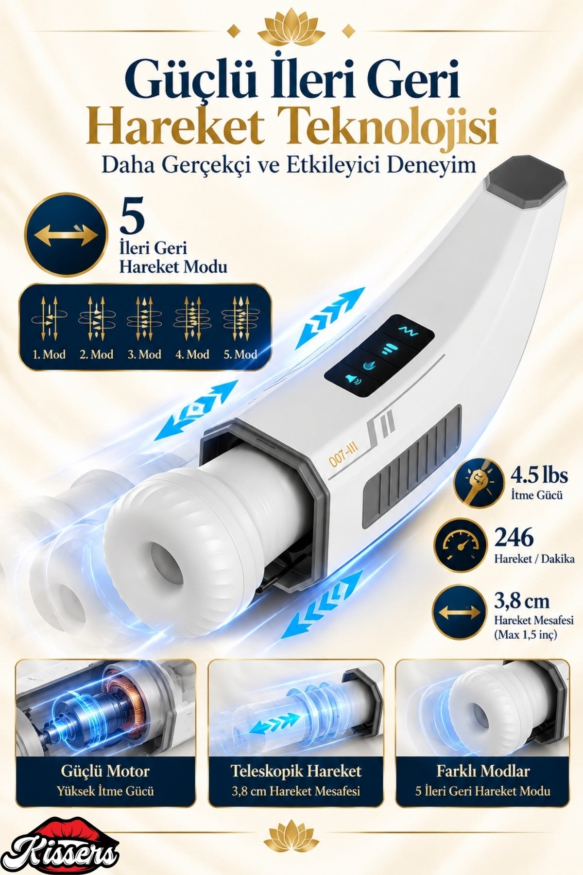 Lüx Isıtmalı İnleme Sesli İleri Geri Hareketli Emiş ve Titreşim Özellikli Suni Vajina Mastürbatör