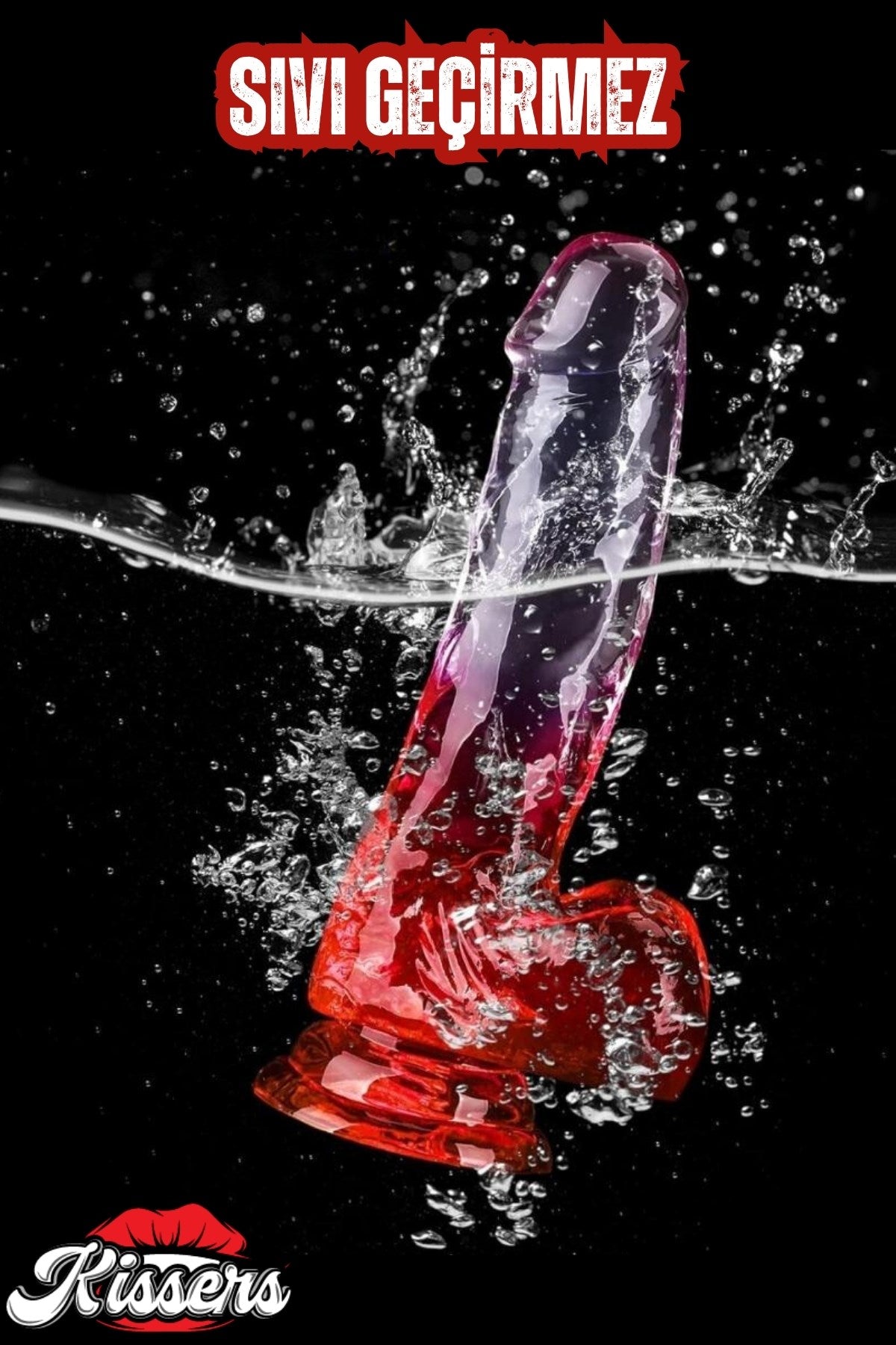 Cinsel Oyuncak Şeffaf Kırmızı Renk Vantuzlanabilir Jel Dokusunda Ultra Realistik Penis Dildo 23 Cm