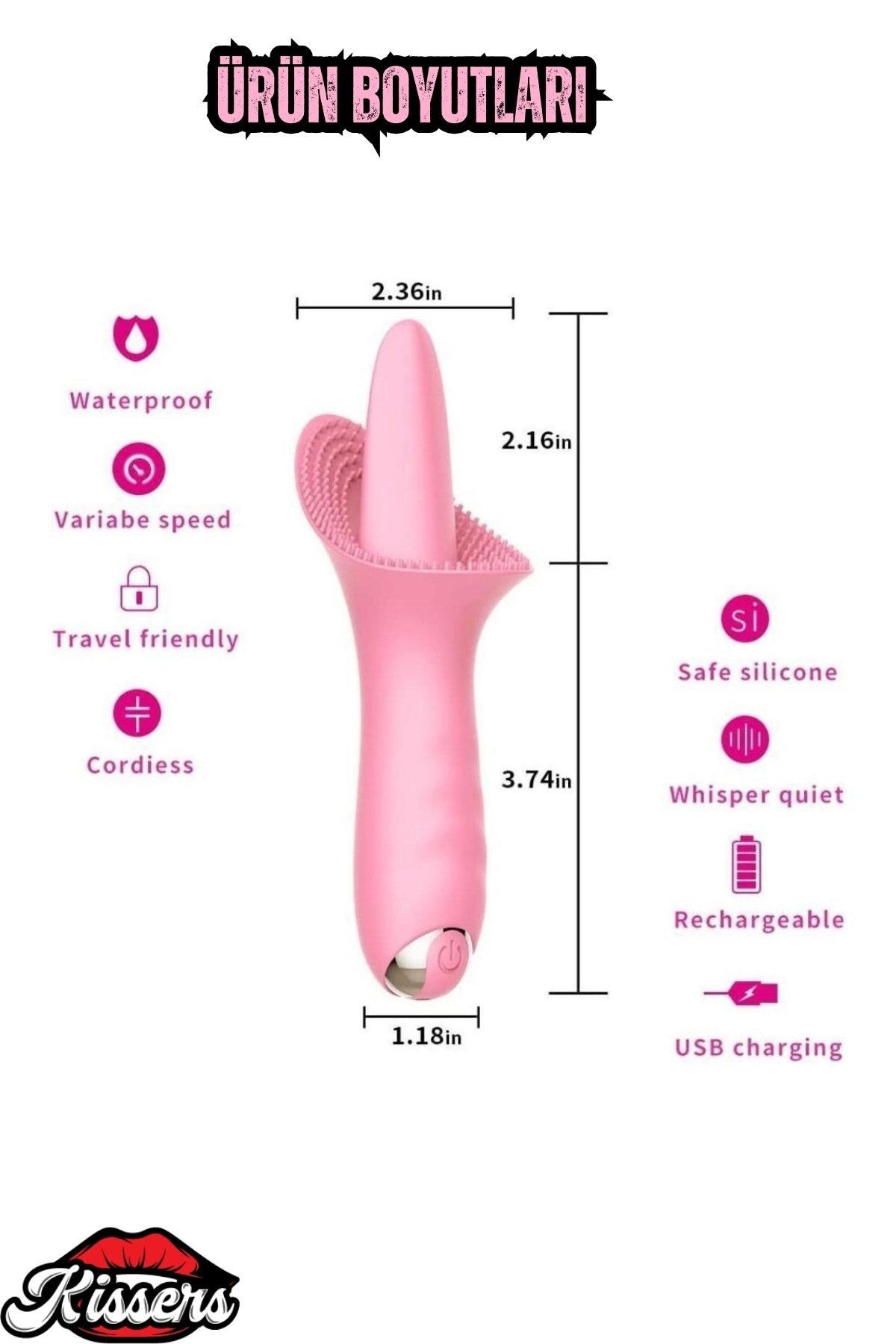 Şarjlı Su Geçirmez Güçlü Titreşimli G Nokta ve Klitoris Uyarıcı Dil Vibratör