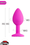 Brilliant Gümüş Taşlı Silikon Anal Plug 7 cm Pembe Medikal Silikon
