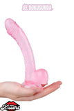 Ultra Realistik Damarlı Bükülebilir Vantuzlanabilir Jel Dokusunda Pembe Dildo Penis 19 Cm