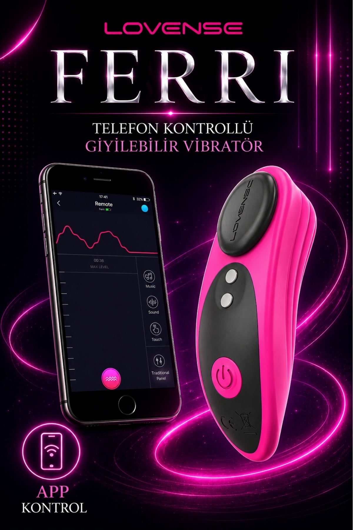 Lovense Dünyanin Her Yerinden Kontrol Edilebilen Ferri Telefon Kontrollü Giyilebilir Güçlü Titreşimli Vibratör