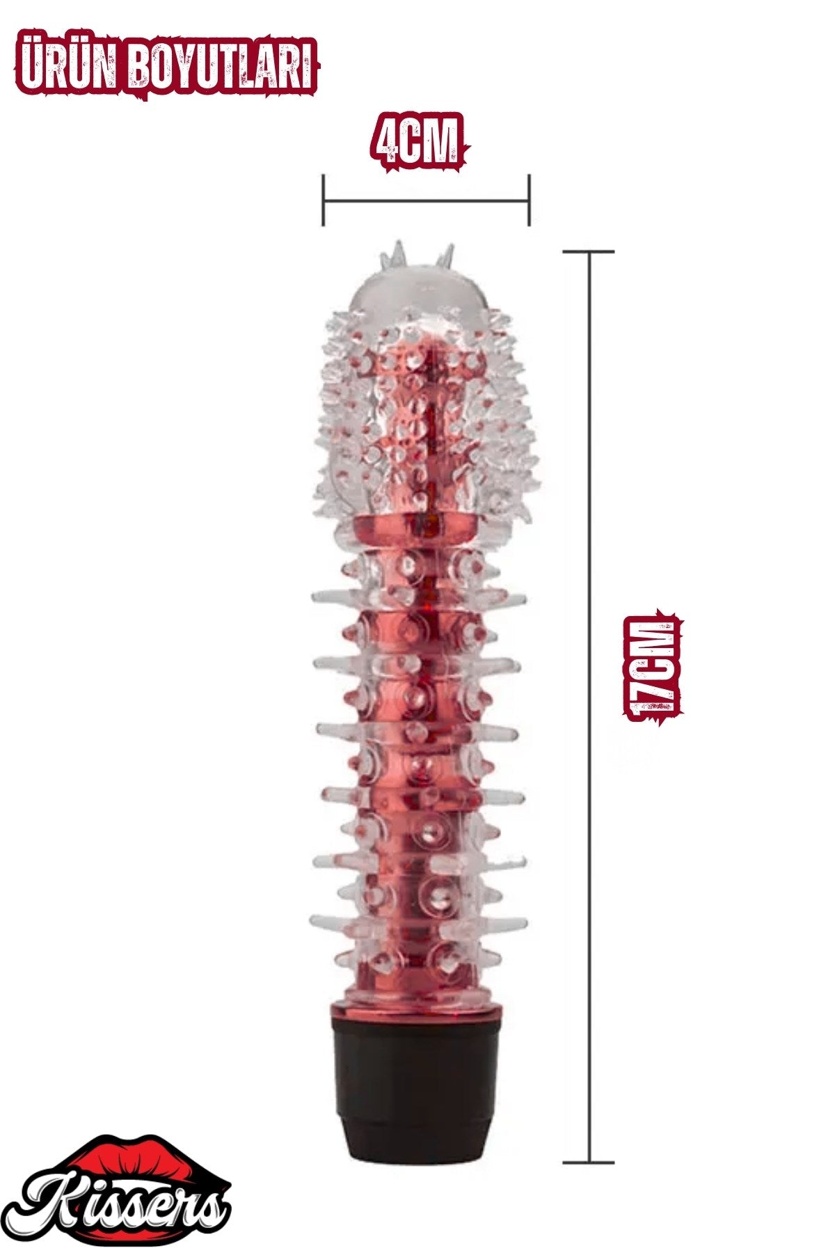 Yumuşak Dokulu Titreşimli Tırtıklı Pilli Jel Vibratör Penis Kırmızı 18 Cm