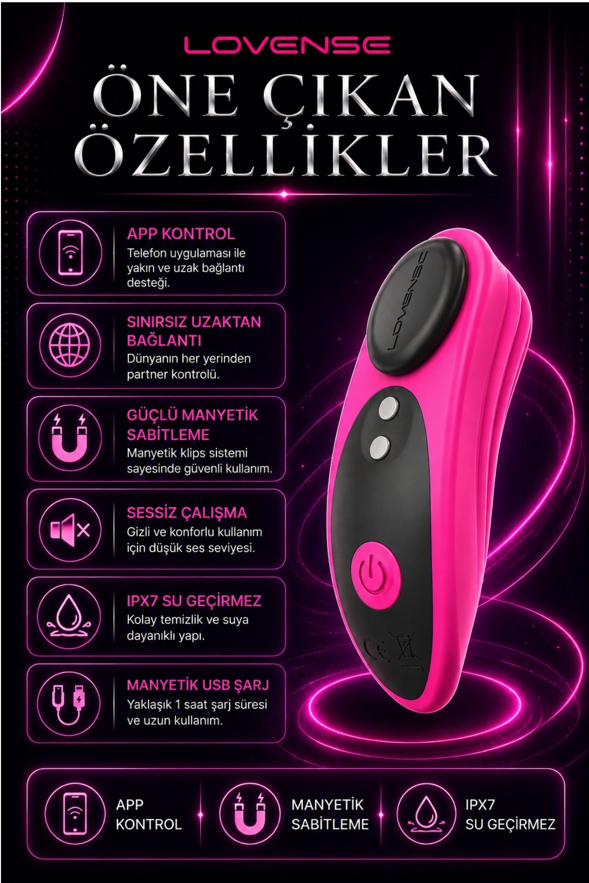 Lovense Dünyanin Her Yerinden Kontrol Edilebilen Ferri Telefon Kontrollü Giyilebilir Güçlü Titreşimli Vibratör