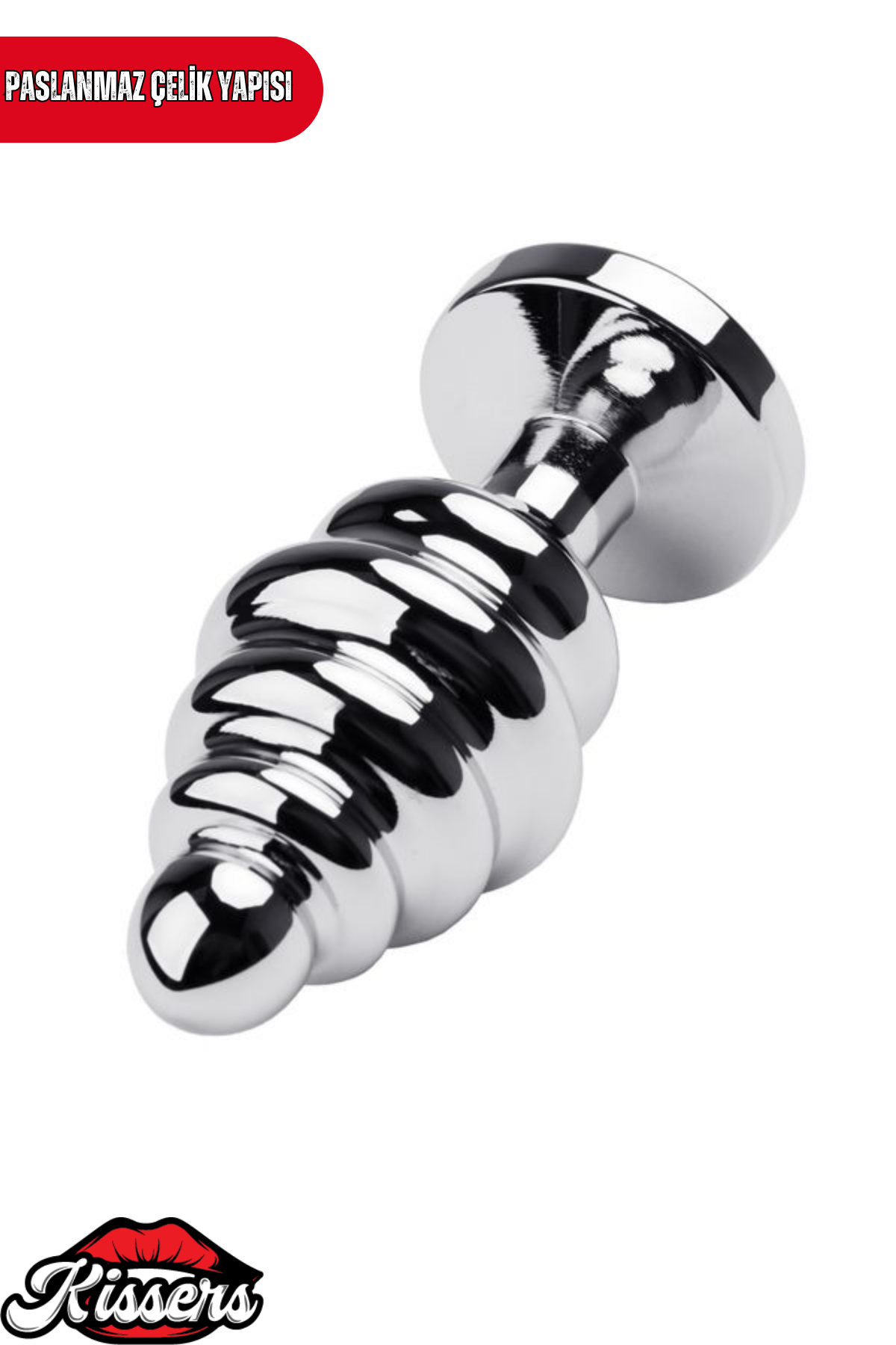 Paslanmaz Çelik Kırmızı Kristal Taşlı Boğumlu Gümüş Anal Plug ve Tıkaç 8 cm Su Geçirmez Metal Tasarım