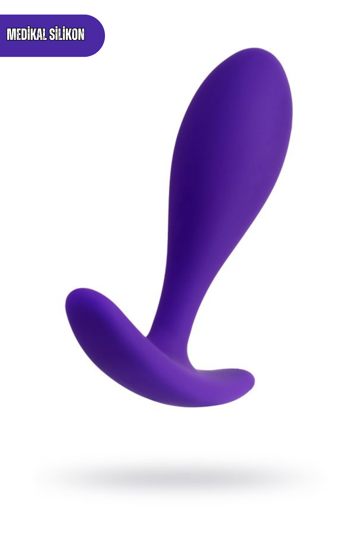 Hub Tutamaçlı Boğumlu Silikon Anal Plug 7,2 cm Mor Medikal Silikon