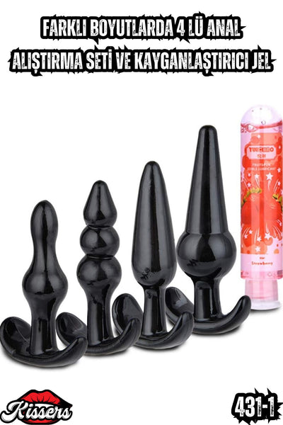 Farklı Boyutlarda 4 Lü Anal Alıştırma Seti Ve Kayganlaştırıcı Jel