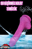 Cinsel Oyuncak Parlak Simli Ultra Yumuşak Pembe Realistik Yapay Penis Dildo 21 Cm