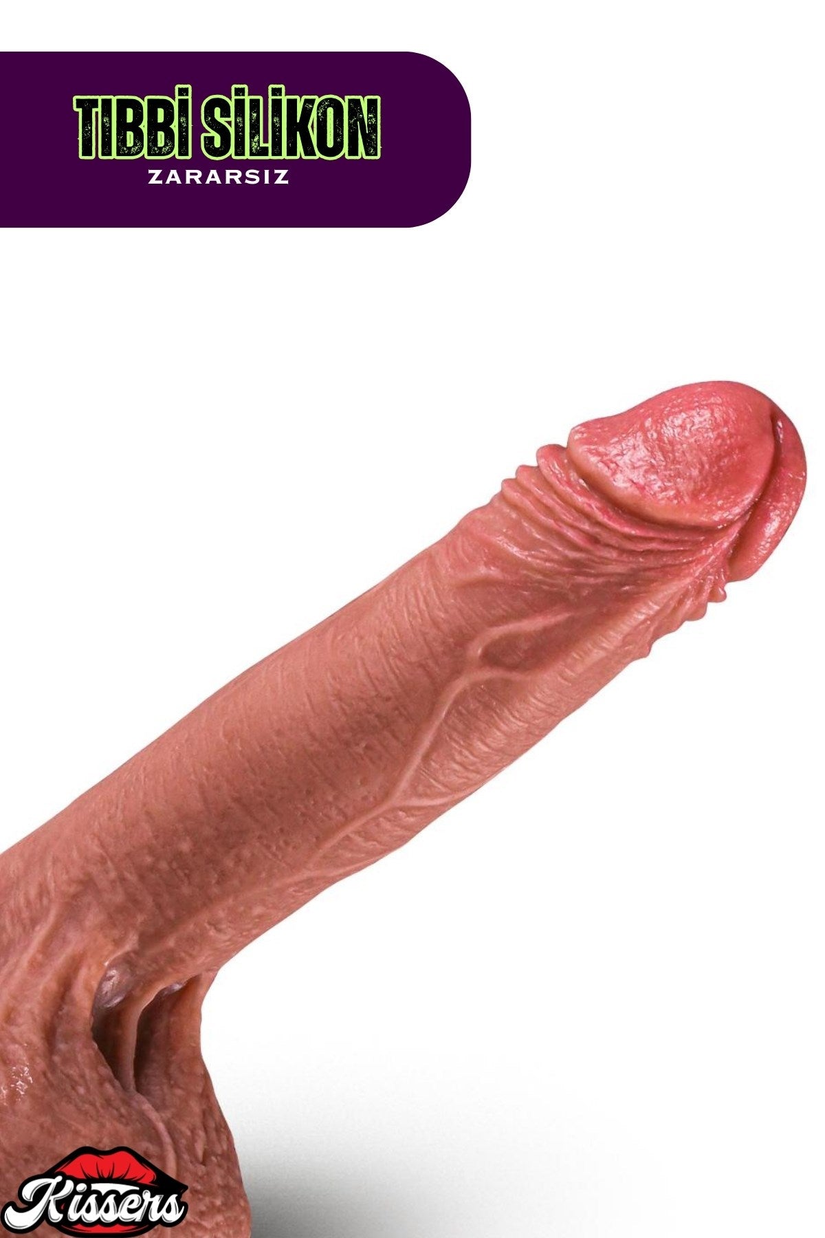 Ultra Yumuşak Damarlı Çift Katmanlı Silikon Gerçekçi Testisli Dildo Kalın Penis 19 Cm Brice