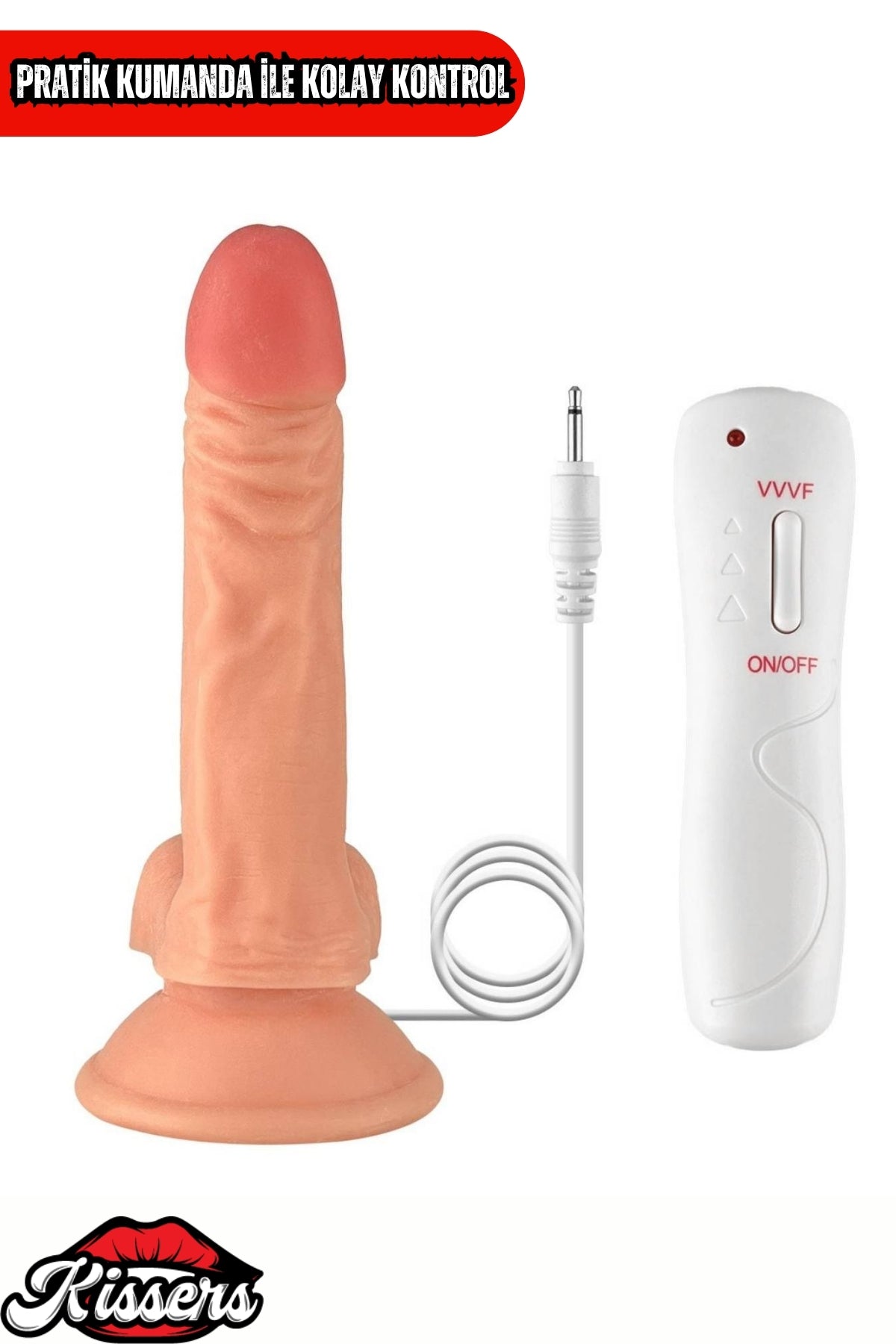 Kablolu Kumandalı Vantuzlu Güçlü Titreşimli Gerçekçi Yapay Penis Realistik Dokuda Ten Dildo 21 cm