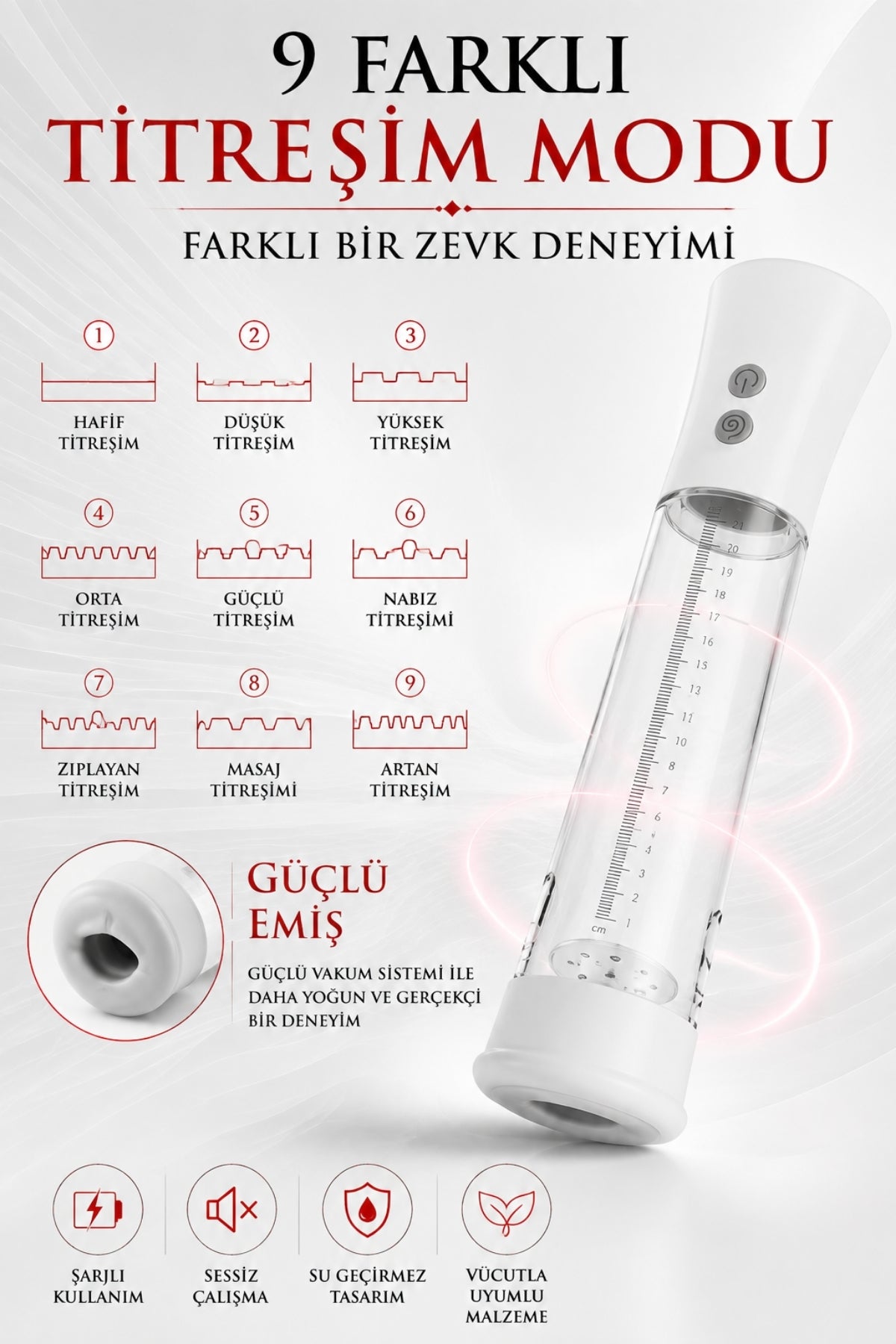 Vajina Başlıklı Güçlü Emişli Akıllı Tam Otomatik Penis Pompası