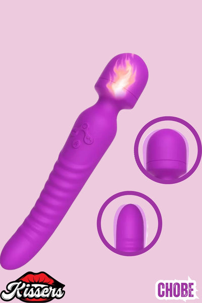 Cinsel Oyuncak Klitoris Uyarıcılı Isıtmalı Çift Titreşim Motorlu Sıvı Geçirmez Vibratör Mor 23 Cm