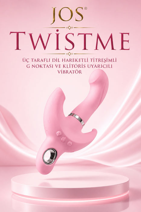 Jos Twistme Üç Taraflı Dil Hareketli Titreşimli G Noktası ve Klitoris Uyarıcılı Vibratör