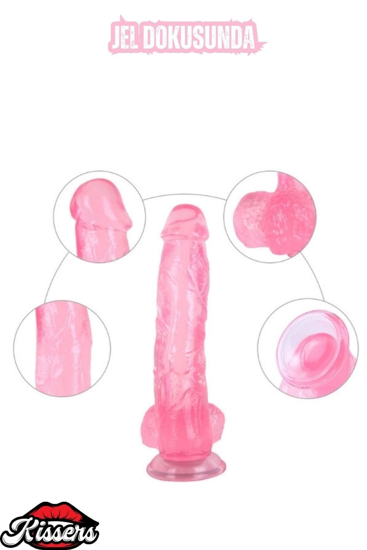Ultra Realistik Damarlı Bükülebilir Vantuzlanabilir Jel Dokusunda pembe Dildo Penis 25.5 Cm