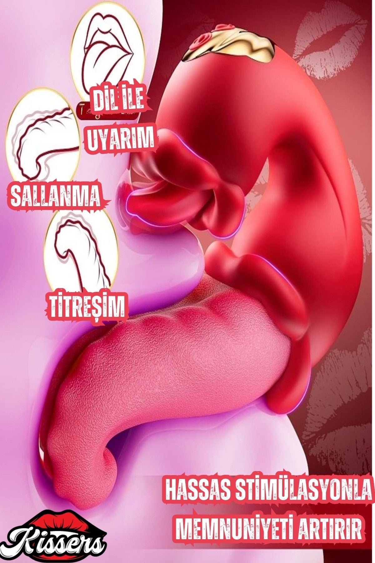 Yukarı Aşağı Dil Hareketli Titreşimli Dudak Hareketli 4in1 G Noktası Ve Klitoris Uyarıcı Vibratör
