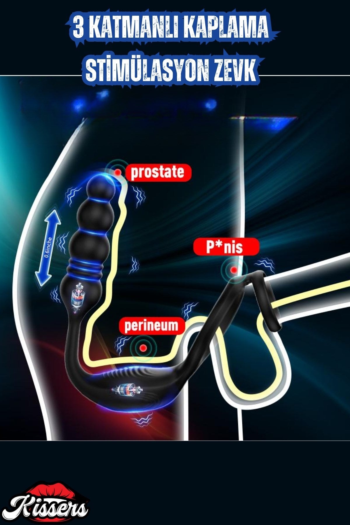 Şarjlı Uzaktan Kumandalı İleri Geri Hareketli Penis Halkalı Beads Perine Uyarıcı Vibratör