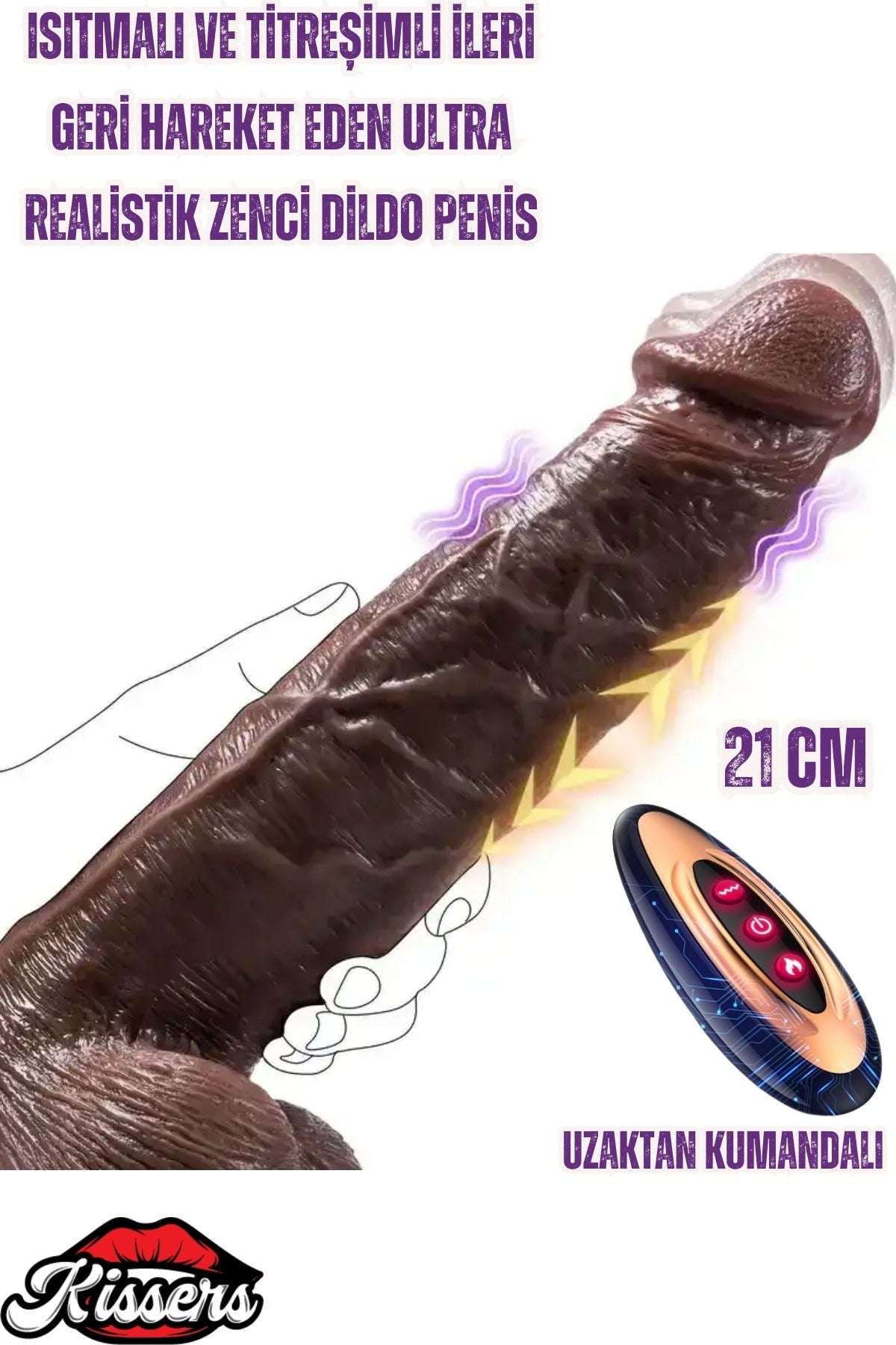 Isıtmalı Rotasyonlu İleri Geri Hareketli Ultra Realistik Uzaktan Kumandalı Dildo Penis 22 Cm