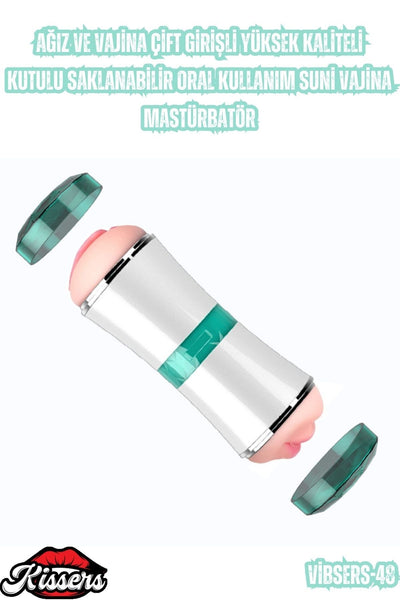 Ağız ve Vajina Çift Girişli Yüksek Kaliteli Kutulu Saklanabilir Suni Vajina Mastürbatör