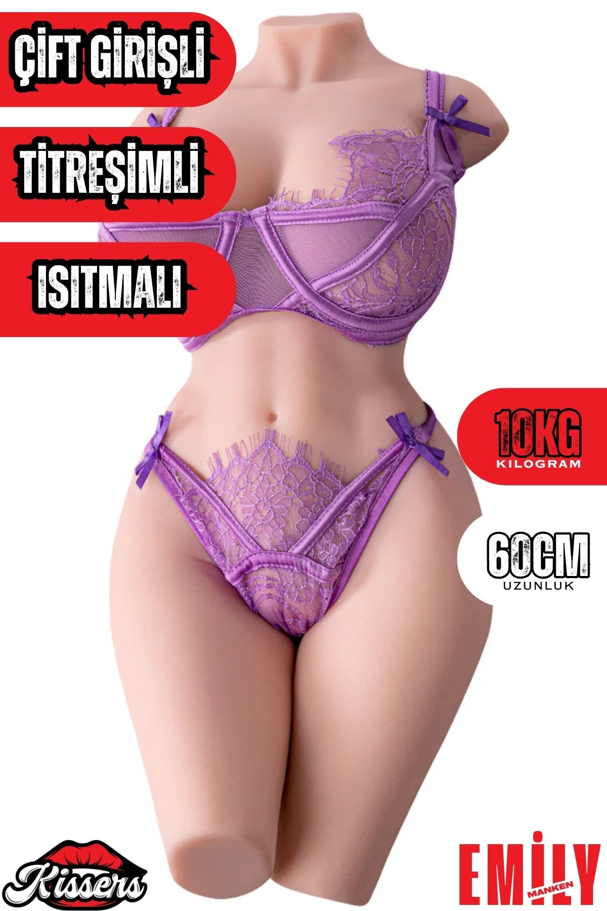Yeni Nesil Anal Vajinal Titreşimli Isıtmalı 10 Kg 50 Cm Beyaz Ten Realistik Manken Mastürbatör