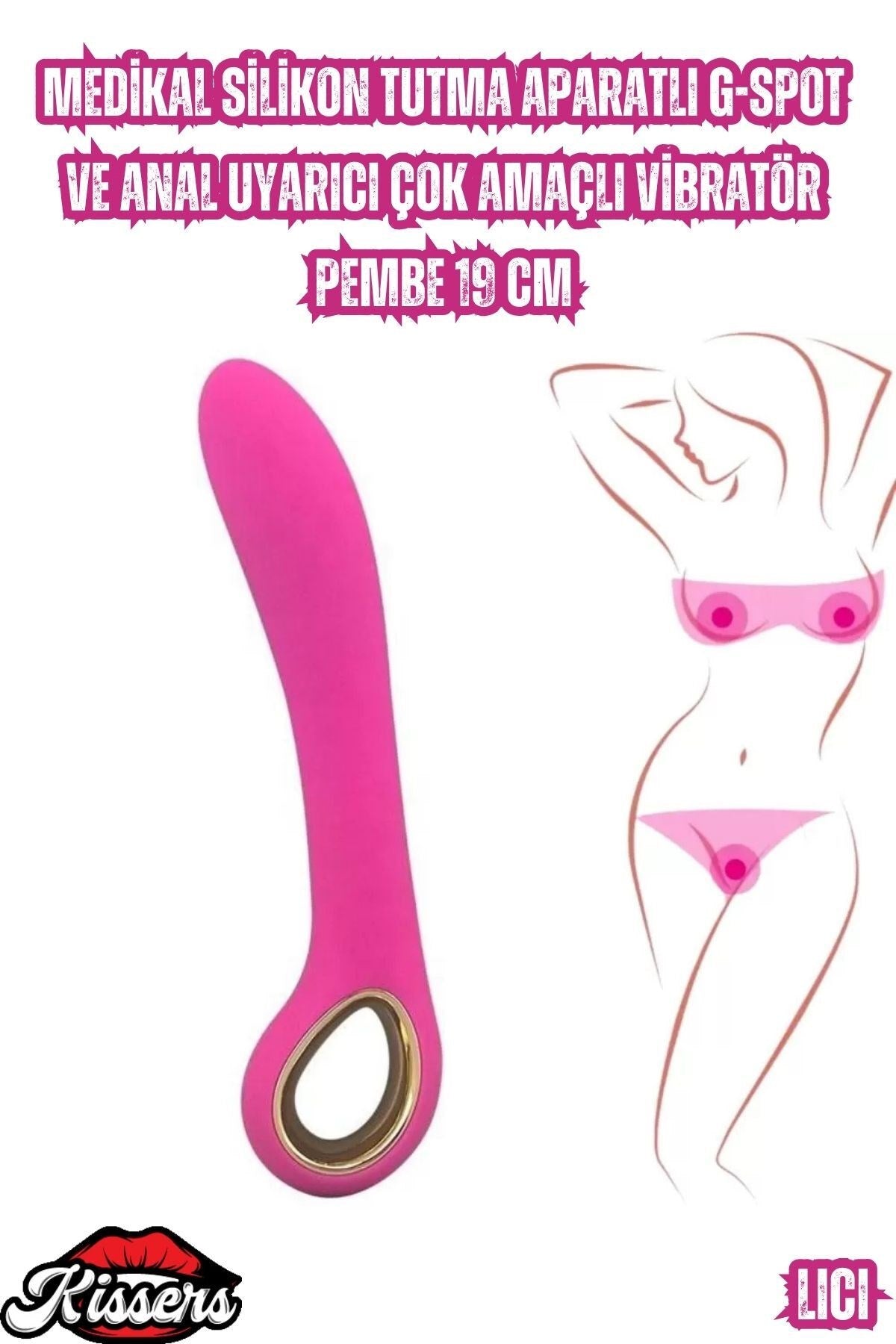 Medikal Silikon Tutma Aparatlı G-Spot ve Anal Uyarıcı Çok Amaçlı Vibratör Pembe 19 Cm