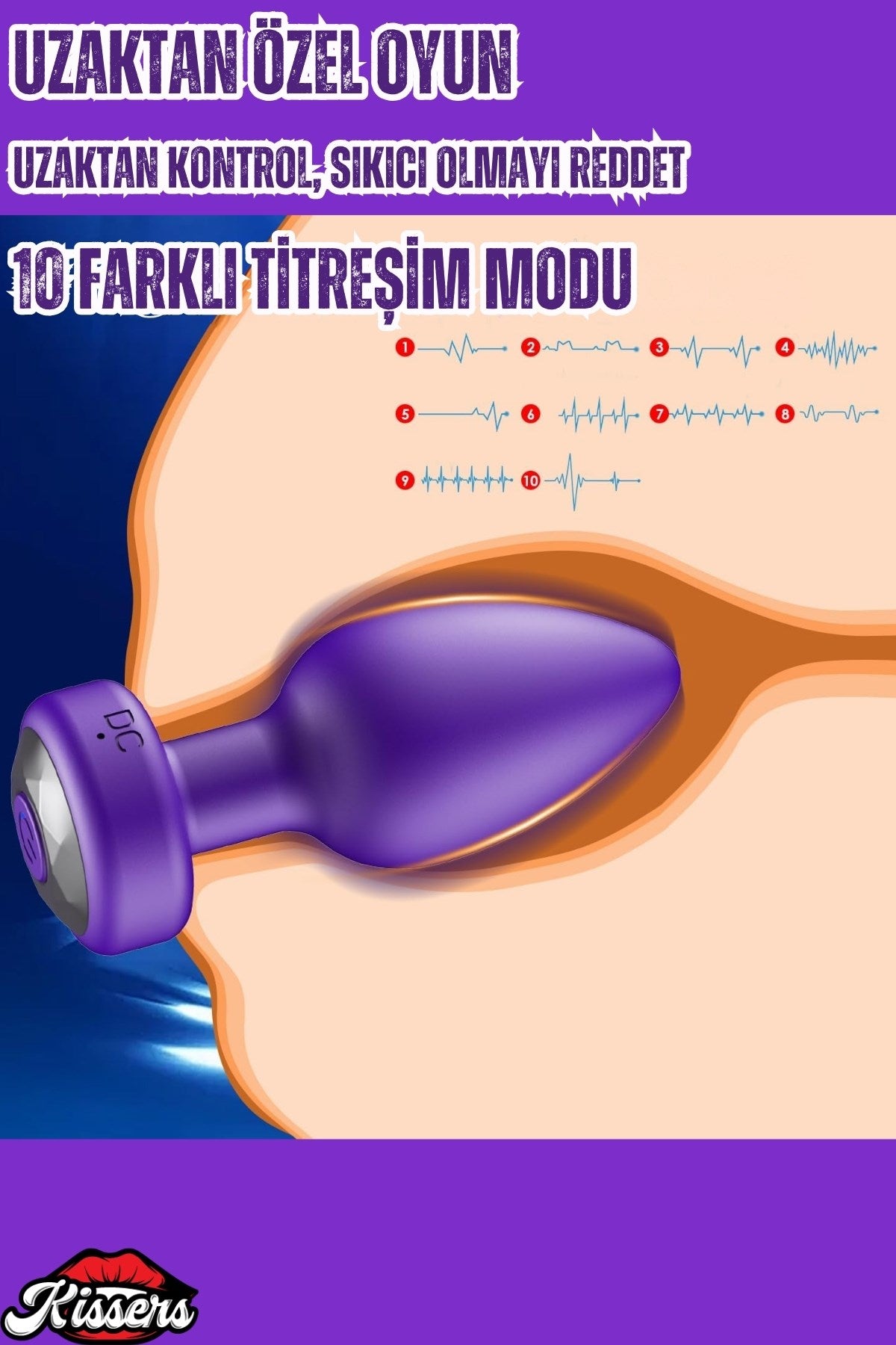 Uzaktan Kumandalı Titreşimli Mor Renkli Silikon Anal Tıkaç Butt Plug 3'Lü Set