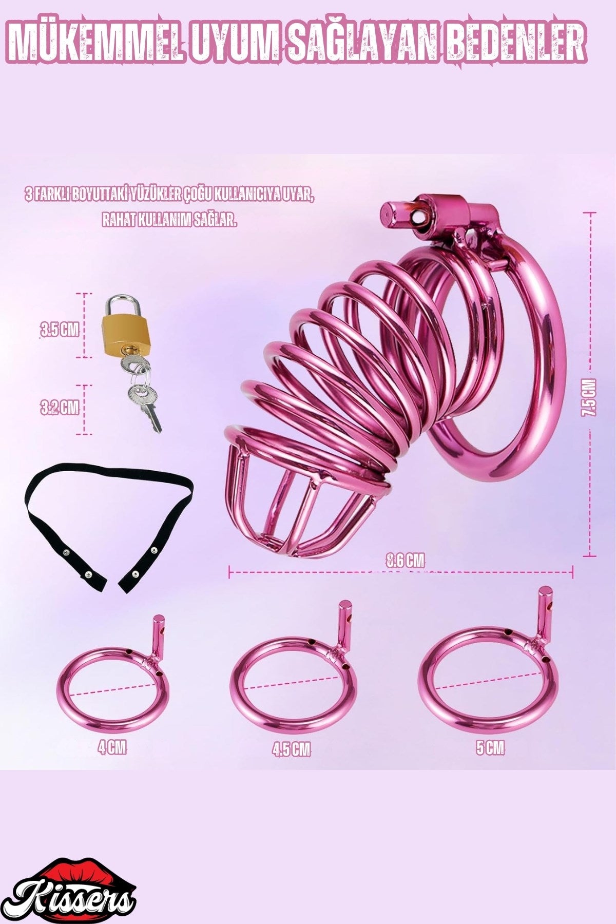 Chastity Cock Cage Erkek Bekaret Pembe Penis Kemerli Esaret Penis Kafesi