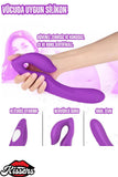 Titreşim Strapless Çift Taraflı Giyilebilir G Noktası Ve Klitoris Uyarıcılı Lezbiyen Vibratör