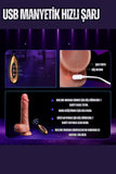 Uzaktan Kumandalı Isıtmalı İleri Geri Hareketli Rotasyonlu Realistik Penis Vibratör Dildo 22 Cm